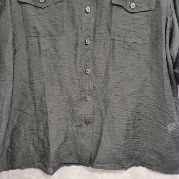 TanJay Black Sheer Soft Lightweight Button Down size Large - Picture 4 of 14